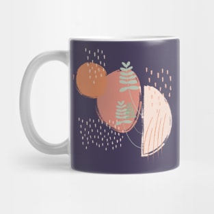 Abstract shapes dots lines and plants digital design illustration Mug